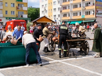 Ukázka zásahu s historickou hasičskou technikou